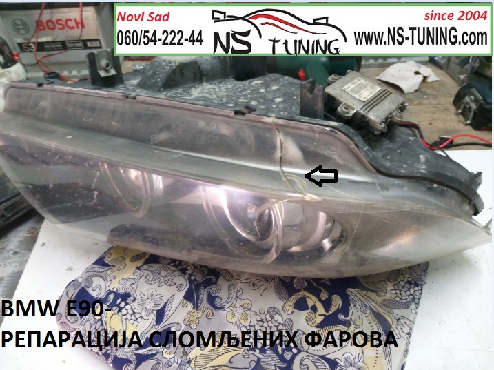 bmw e91 xenon farovi staklo puklo mokri reparacija  ns tuning novi sad servis